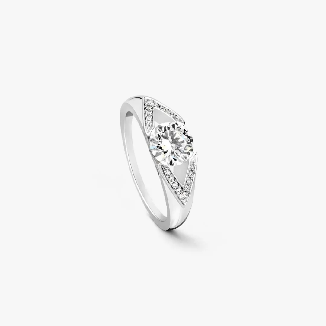 New Arthus Bertrand Bague Solitaire Or Blanc Diamant 1 Carat Victoire