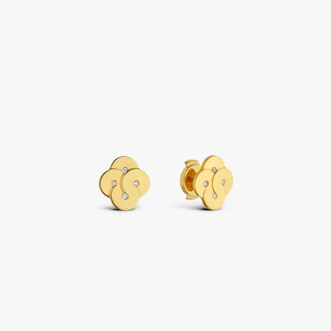 Hot Arthus Bertrand Boucles d'Oreilles Or Jaune Diamant Enlacé