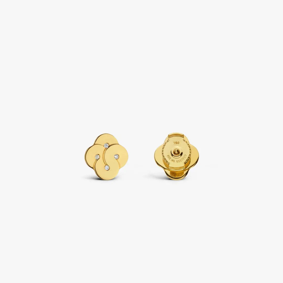 Hot Arthus Bertrand Boucles d'Oreilles Or Jaune Diamant Enlacé
