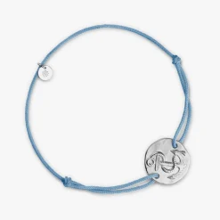 Fashion Arthus Bertrand Bracelet Cordon Argent Ancre - Bleu ciel - L