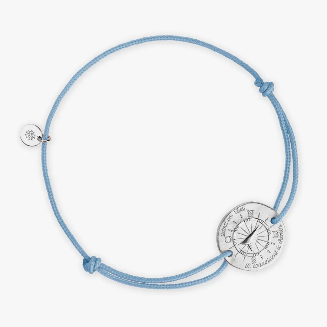 Hot Arthus Bertrand Bracelet Cordon Argent Boussole - Rose pêche - L