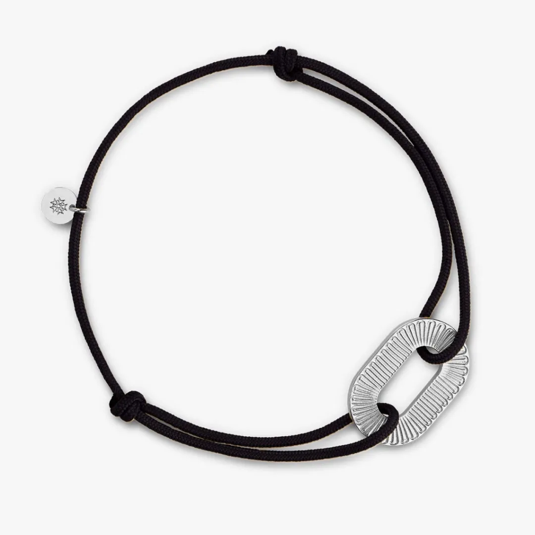 Hot Arthus Bertrand Bracelet Cordon Argent Ruban - Epais - Rose fluo - L