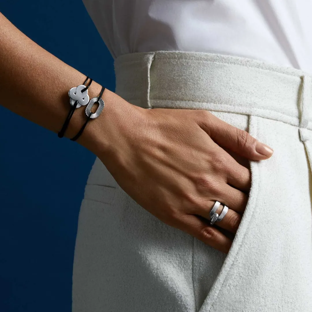Sale Arthus Bertrand Bracelet Cordon Ciré Argent Enlacé
