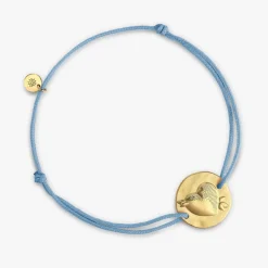 Sale Arthus Bertrand Bracelet Cordon Vermeil Cœur - Bleu ciel
