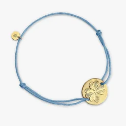 Hot Arthus Bertrand Bracelet Cordon Vermeil Trèfle - Turquoise