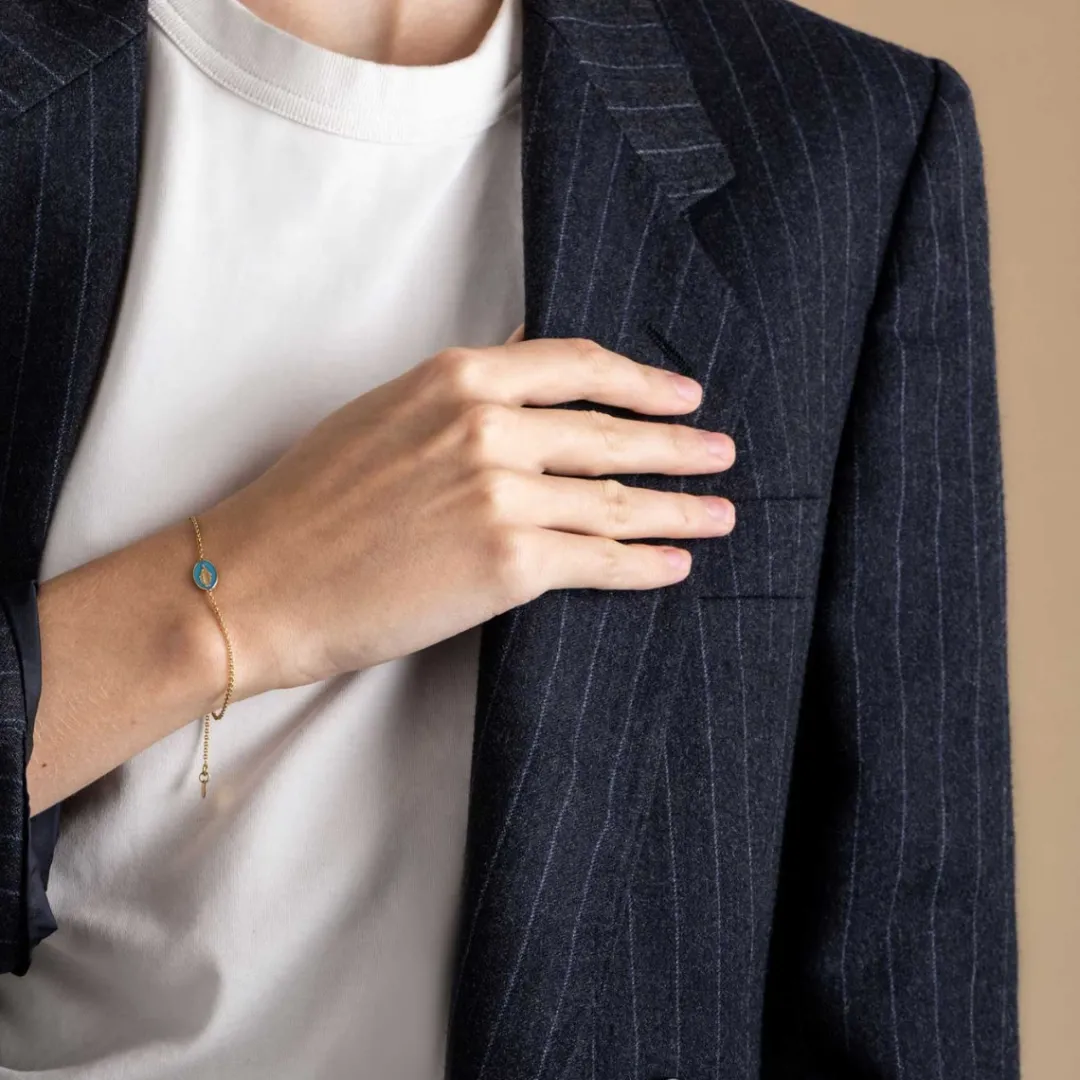 Online Arthus Bertrand Bracelet Médaille Miraculeuse Bleu Roi