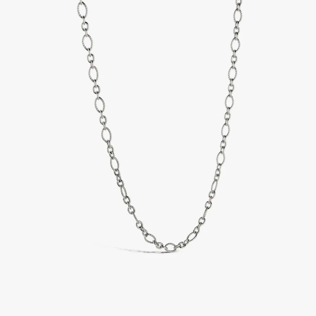 Hot Arthus Bertrand Chaîne Argent Ovale Striée - 50 Cm
