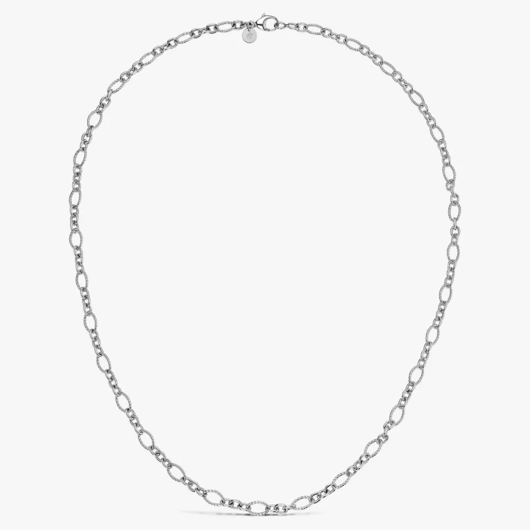 Hot Arthus Bertrand Chaîne Argent Ovale Striée - 50 Cm