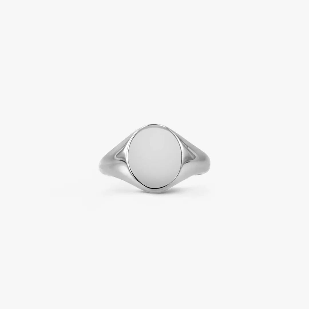Online Arthus Bertrand Chevalière Ovale Or Blanc 12x10mm
