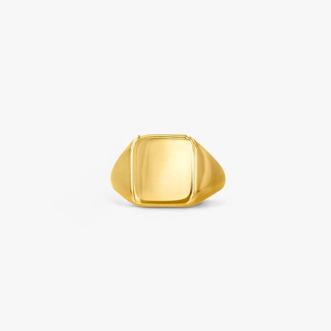 New Arthus Bertrand Chevalière Rectangulaire Or Jaune 13.5x12mm