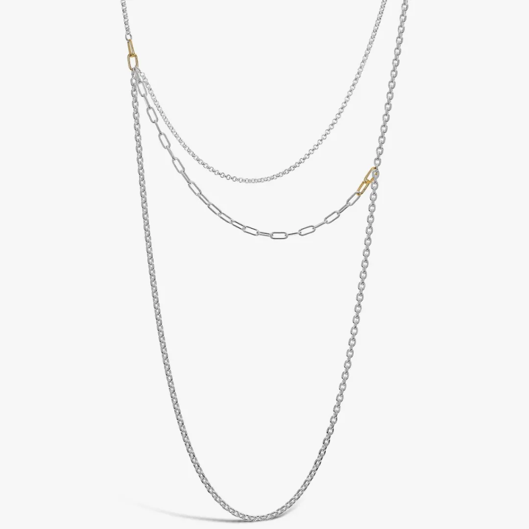 New Arthus Bertrand Collier Argent & Or Maxima Trois Rangs