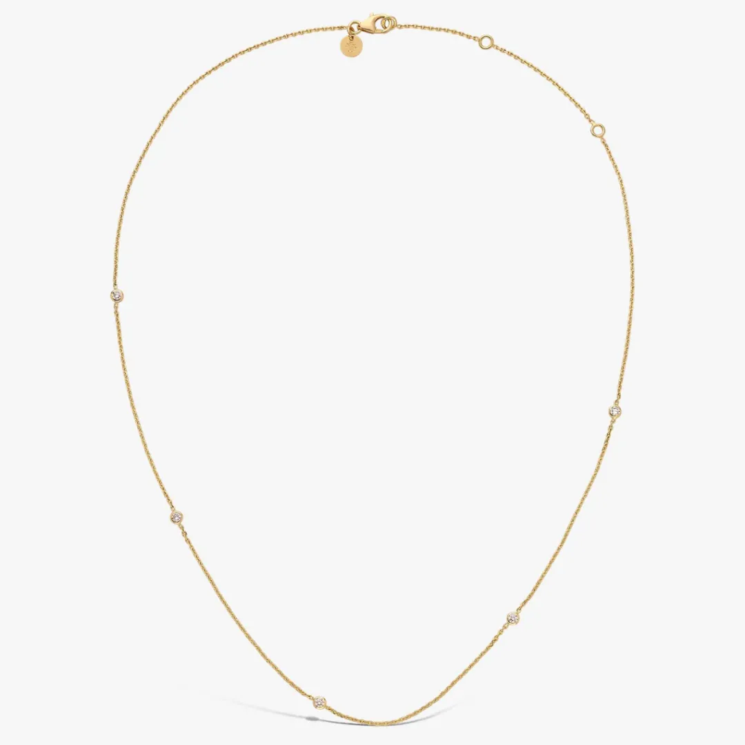 Fashion Arthus Bertrand Collier chaîne or jaune serti - 45 cm