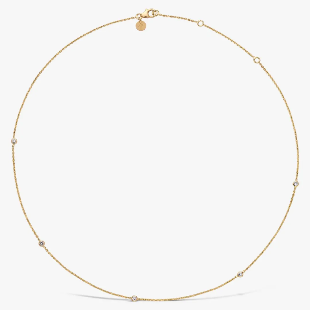 Fashion Arthus Bertrand Collier chaîne or jaune serti - 45 cm