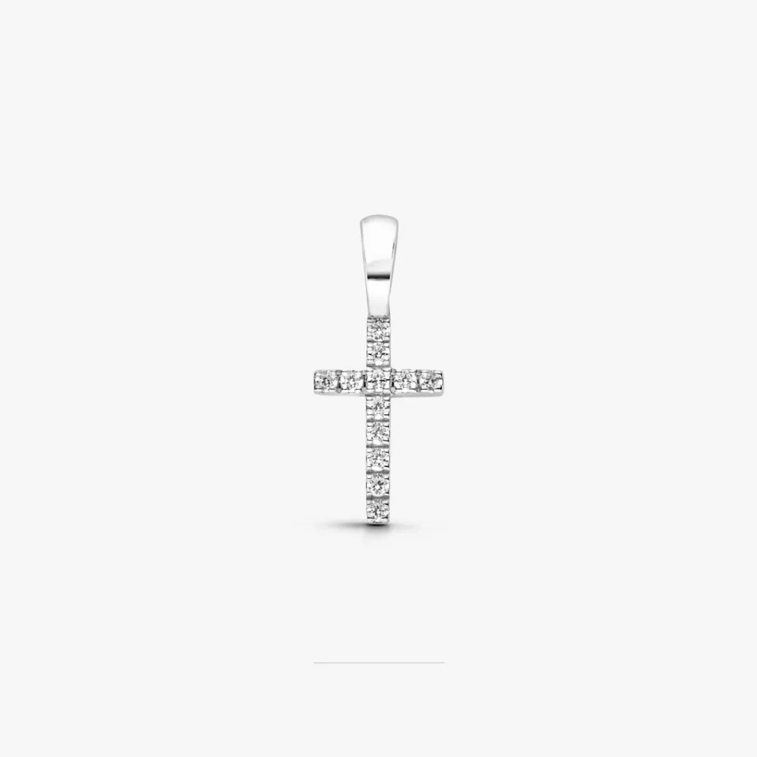 New Arthus Bertrand Croix Fil Carré Or Blanc & Diamants