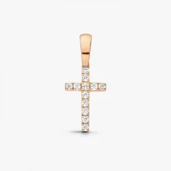 Discount Arthus Bertrand Croix Fil Carré Or Rose & Diamants