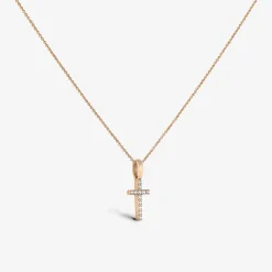 Discount Arthus Bertrand Croix Fil Carré Or Rose & Diamants