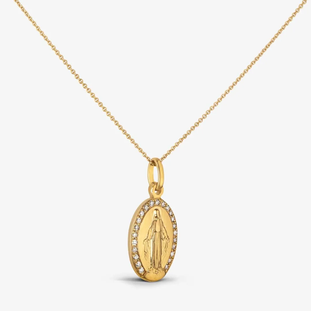 New Arthus Bertrand Médaille Miraculeuse Or Jaune Diamant