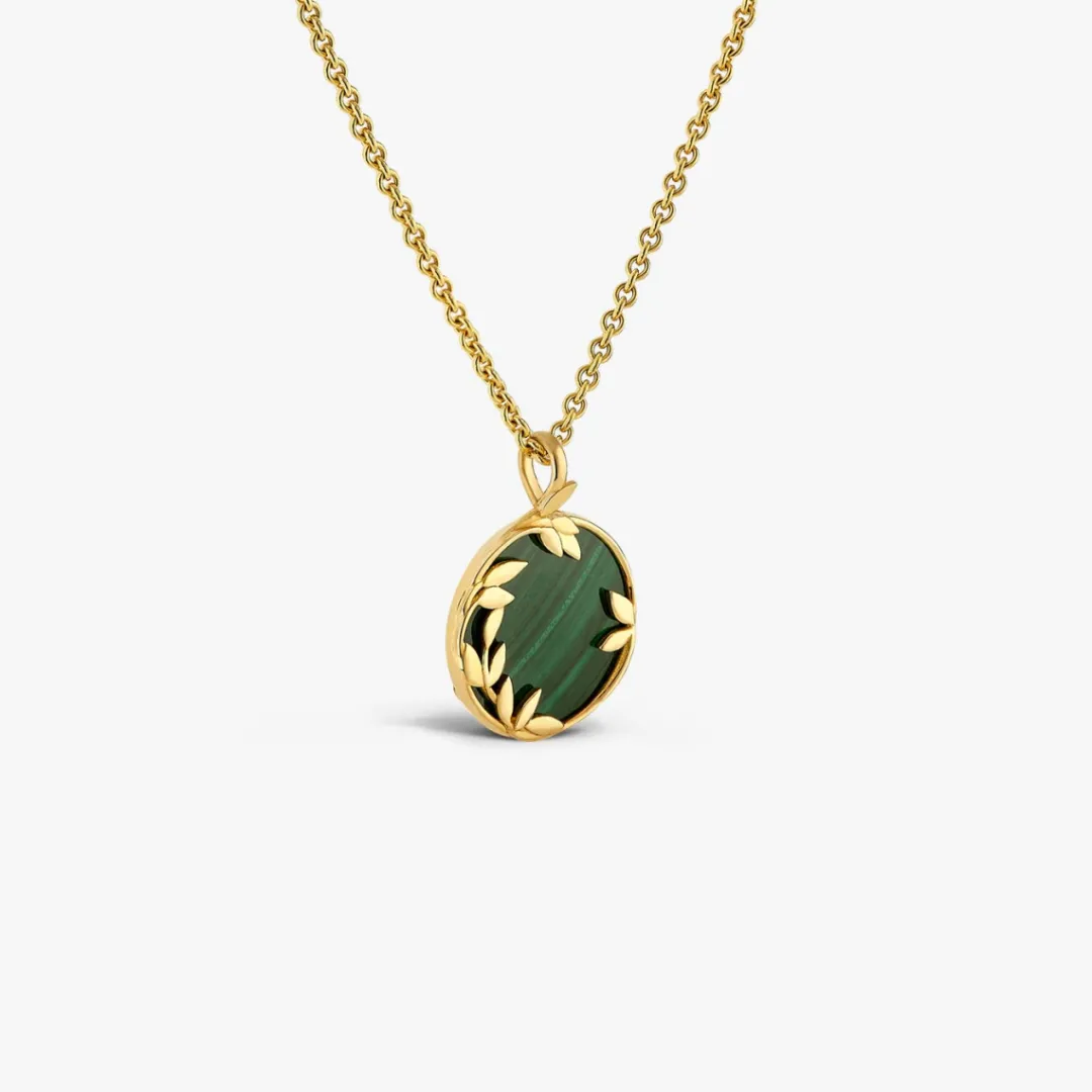 New Arthus Bertrand Médaille Or Jaune & Malachite Flora