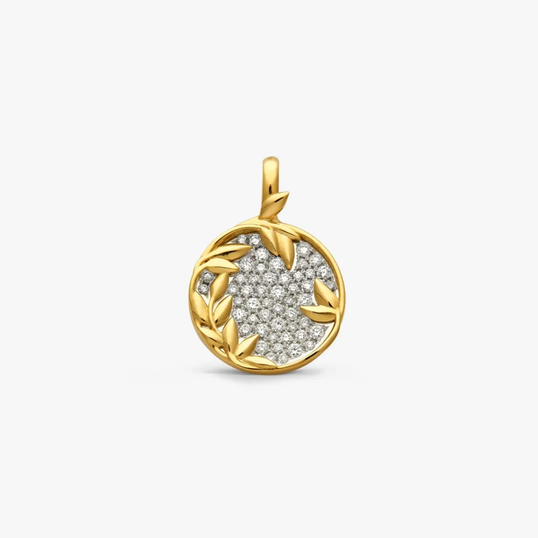 Sale Arthus Bertrand Médaille Or jaune & Pavée Diamants Flora