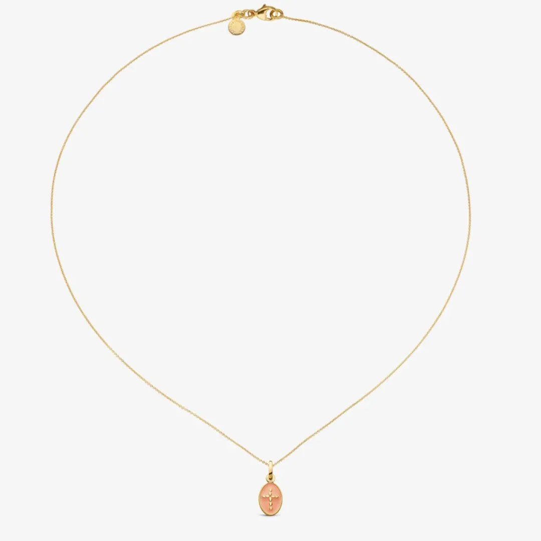 Outlet Arthus Bertrand Pendentif Croix Or Jaune - Rose