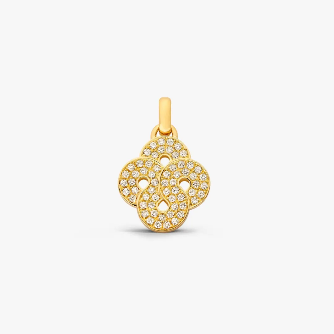 Hot Arthus Bertrand Pendentif Enlacé Or Jaune et Pavé Diamants