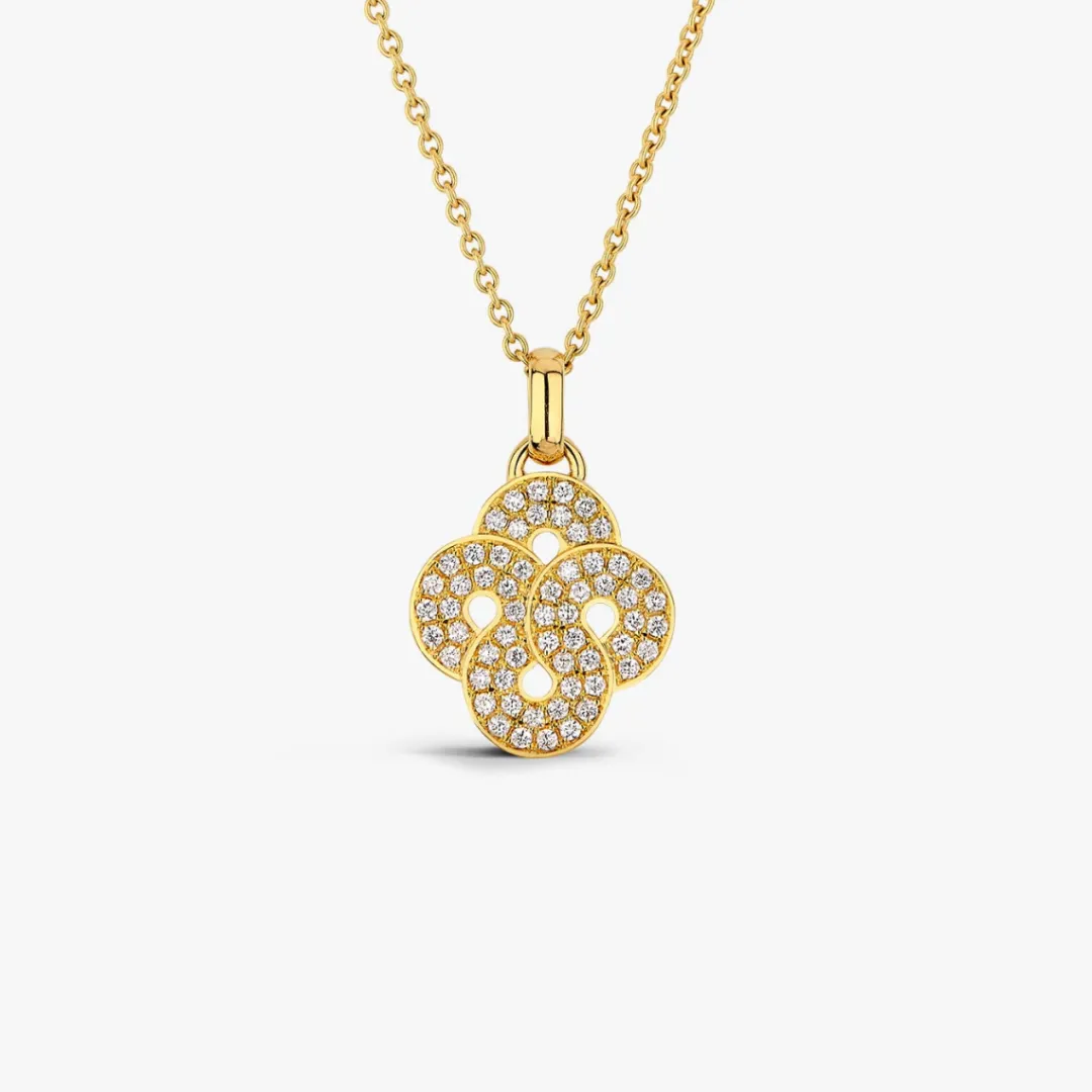 Hot Arthus Bertrand Pendentif Enlacé Or Jaune et Pavé Diamants