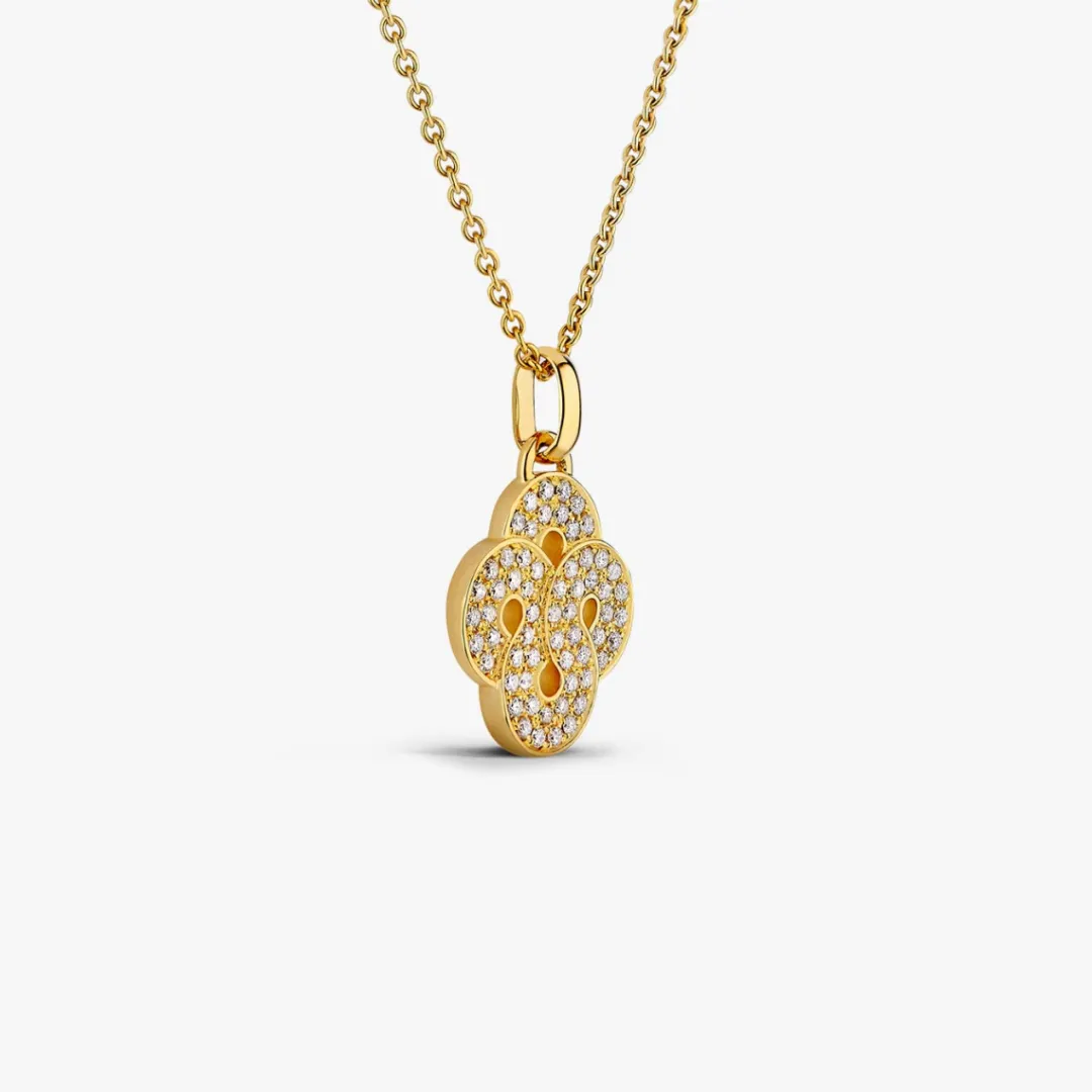Hot Arthus Bertrand Pendentif Enlacé Or Jaune et Pavé Diamants
