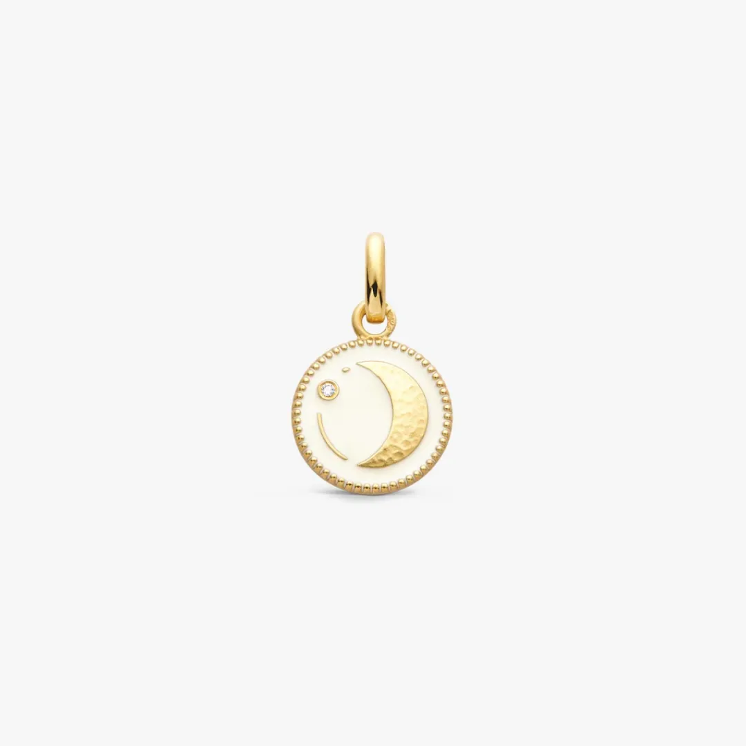 New Arthus Bertrand Pendentif Or Jaune & Diamant Lune - Ivoire
