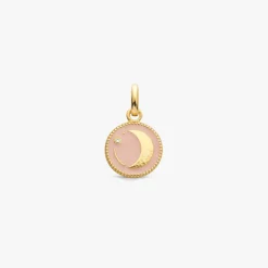 Outlet Arthus Bertrand Pendentif Or Jaune & Diamant Lune - Rose Poudré