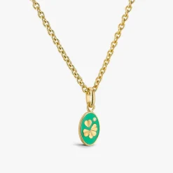 Hot Arthus Bertrand Pendentif Or Jaune & Diamant Trèfle - Vert d'Eau
