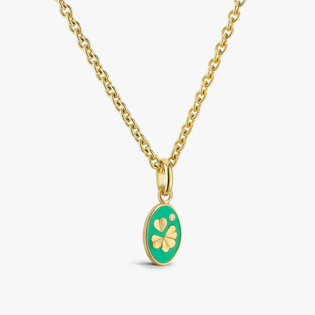 Hot Arthus Bertrand Pendentif Or Jaune & Diamant Trèfle - Vert d'Eau