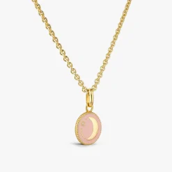 Outlet Arthus Bertrand Pendentif Or Jaune & Diamant Lune - Rose Poudré