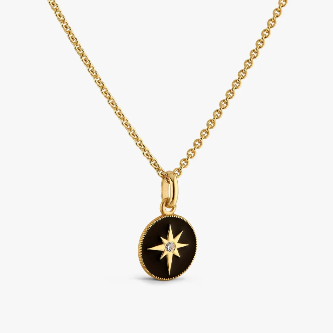 New Arthus Bertrand Pendentif Or Jaune & Diamant Etoile - Noir