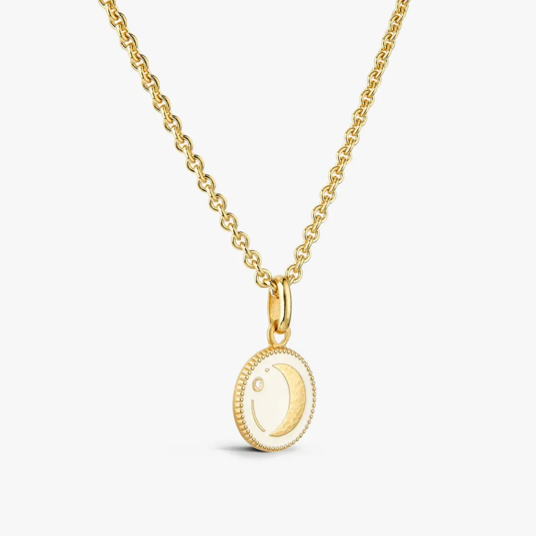 New Arthus Bertrand Pendentif Or Jaune & Diamant Lune - Ivoire