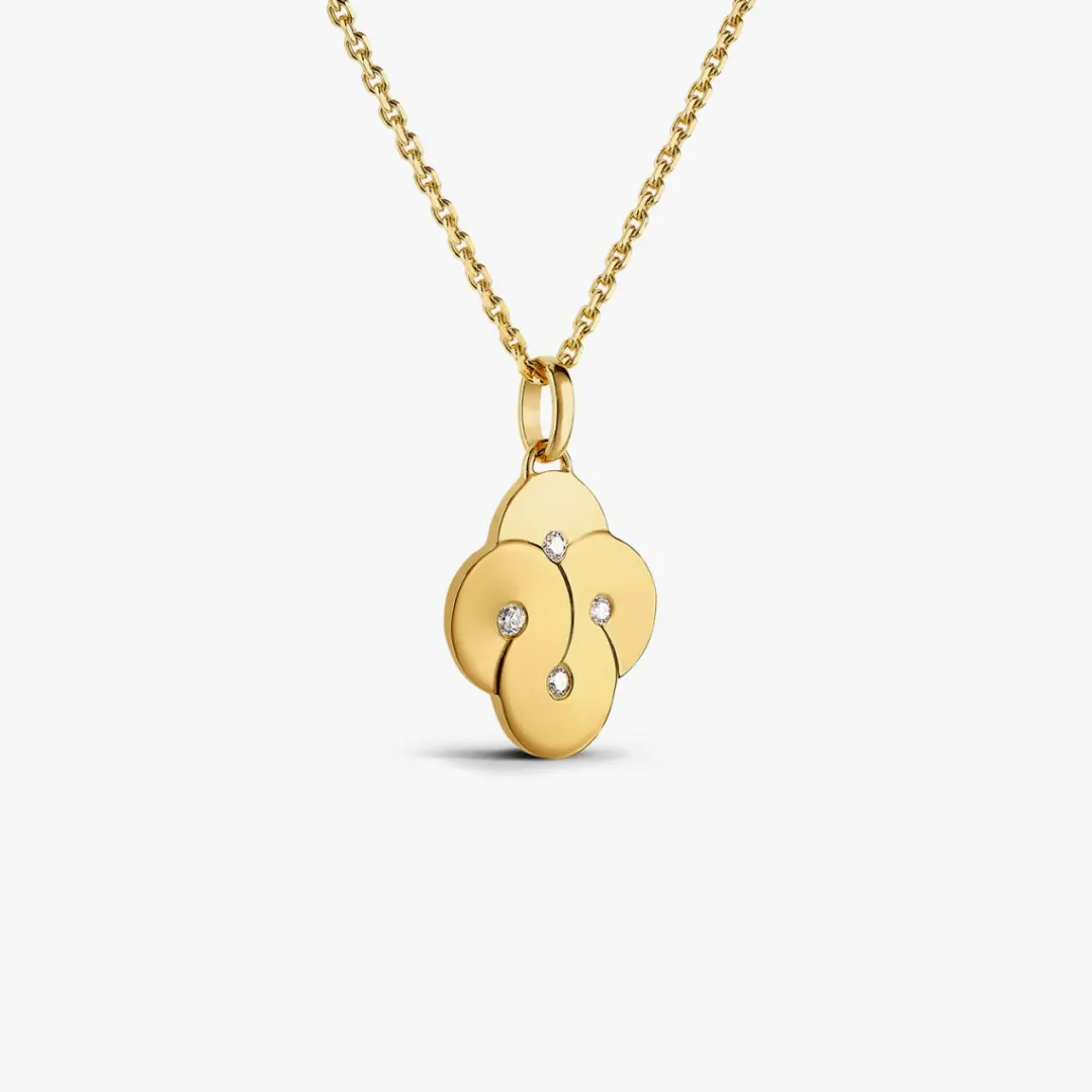 Hot Arthus Bertrand Pendentif Or Jaune 4 Diamants Enlacé