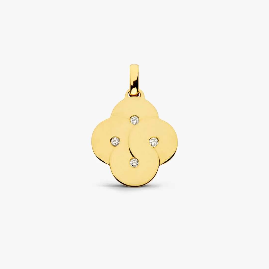 Hot Arthus Bertrand Pendentif Or Jaune 4 Diamants Enlacé