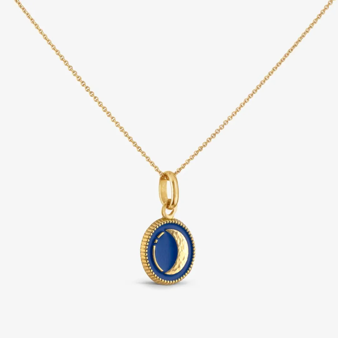 Clearance Arthus Bertrand Pendentif Or Jaune Lune - Bleu Roi