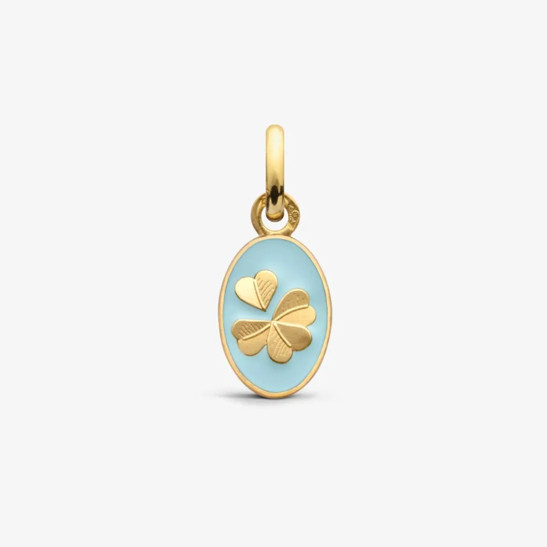 Fashion Arthus Bertrand Pendentif Or Jaune Trèfle - Bleu Ciel