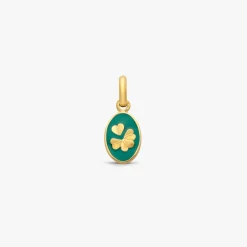 Hot Arthus Bertrand Pendentif Or Jaune Trèfle - Emeraude