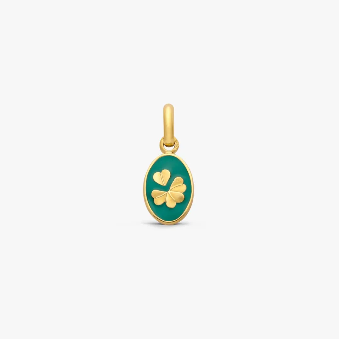 Hot Arthus Bertrand Pendentif Or Jaune Trèfle - Emeraude