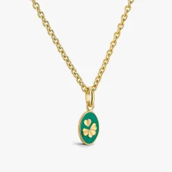 Hot Arthus Bertrand Pendentif Or Jaune Trèfle - Emeraude