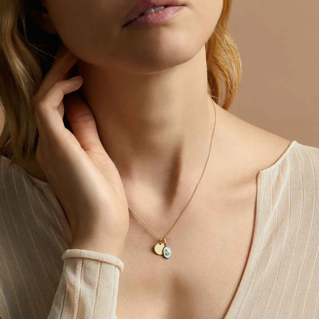 Fashion Arthus Bertrand Pendentif Or Jaune Trèfle - Bleu Ciel